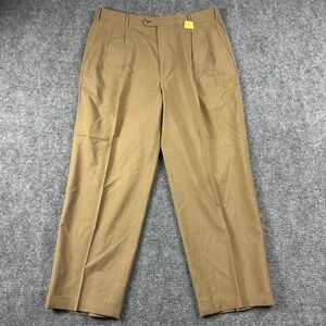 Cortina Dress Pants Mens 36x28 Tan Brown Pure New Wool Pleated Made in Italy